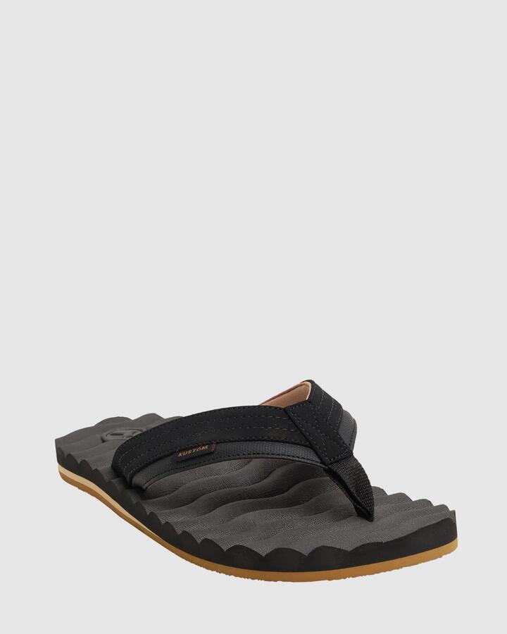 Image of Sandals. Product name - Kustom Mens Hummer Thongs Black/Tan in Black/Tan colour by brand - Kustom