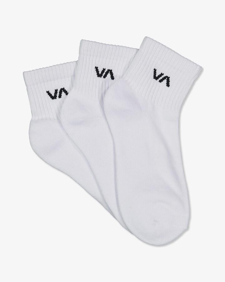 Image of Socks. Productname: RVCA - Womens Va Mini Crew Socks (3 Pack) - White - in White colour by brand - RVCA