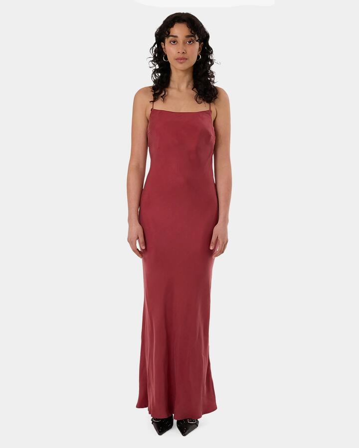 Image of Dresses. Product name - Thrills Womens Blair Bias Slip Maxi Dress Cabernet in Cabernet colour by brand - Thrills