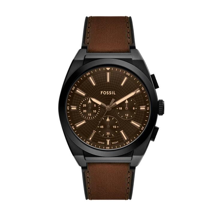 Image of Watches. Productname: Fossil Everett Chronograph Brown Leather Watch FS6108 in Watch colour by brand - Fossil