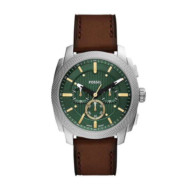 Image of Watches. Productname: Fossil Machine Chronograph Brown Leather Watch FS6100 in Watch colour by brand - Fossil