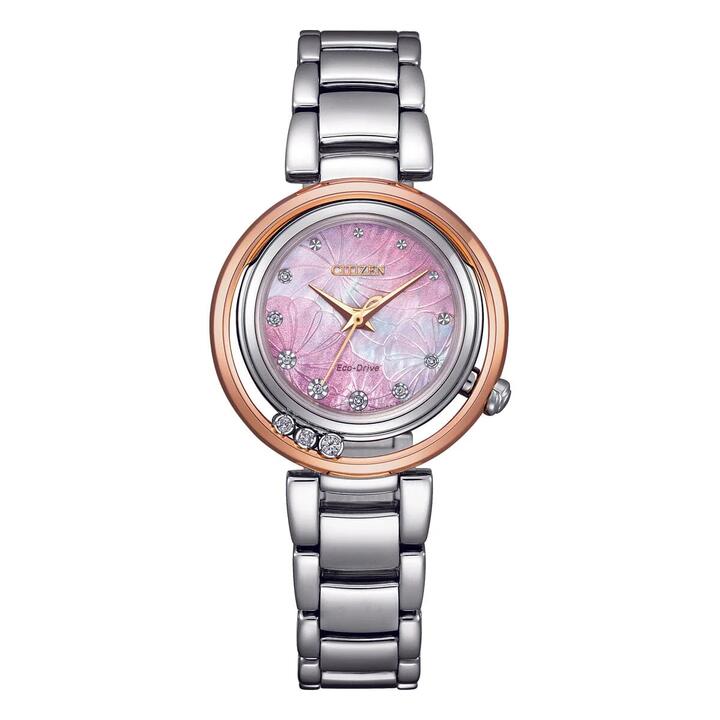 Image of a model wearing Dress. Productname: Citizen Women's Diamond Dress Watch EM1114-80Y in Watch colour by brand - Citizen