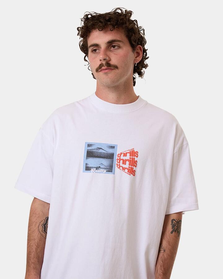 Image of T-Shirts. Product name - Thrills Mens Dream Reality Box Fit Oversized T-Shirt White in White colour by brand - Thrills