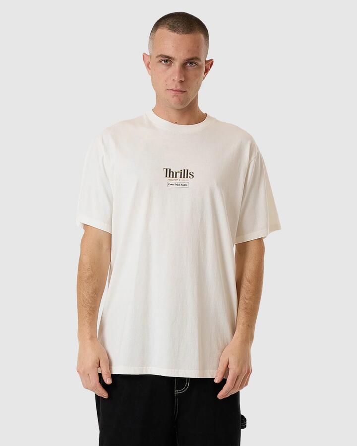Image of T-Shirts. Product name - Thrills Mens Higer Road Merch Fit T-Shirt Heritage White in Heritage White colour by brand - Thrills