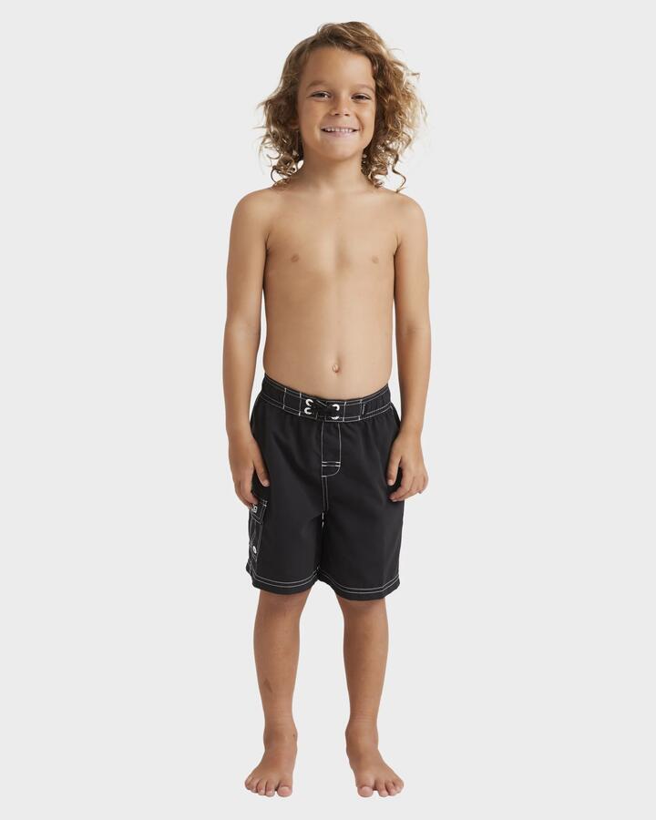 Image of Swimwear. Product name - Billabong Boys 0-7 Groms Throw On Boardshorts Black in Black colour by brand - Billabong