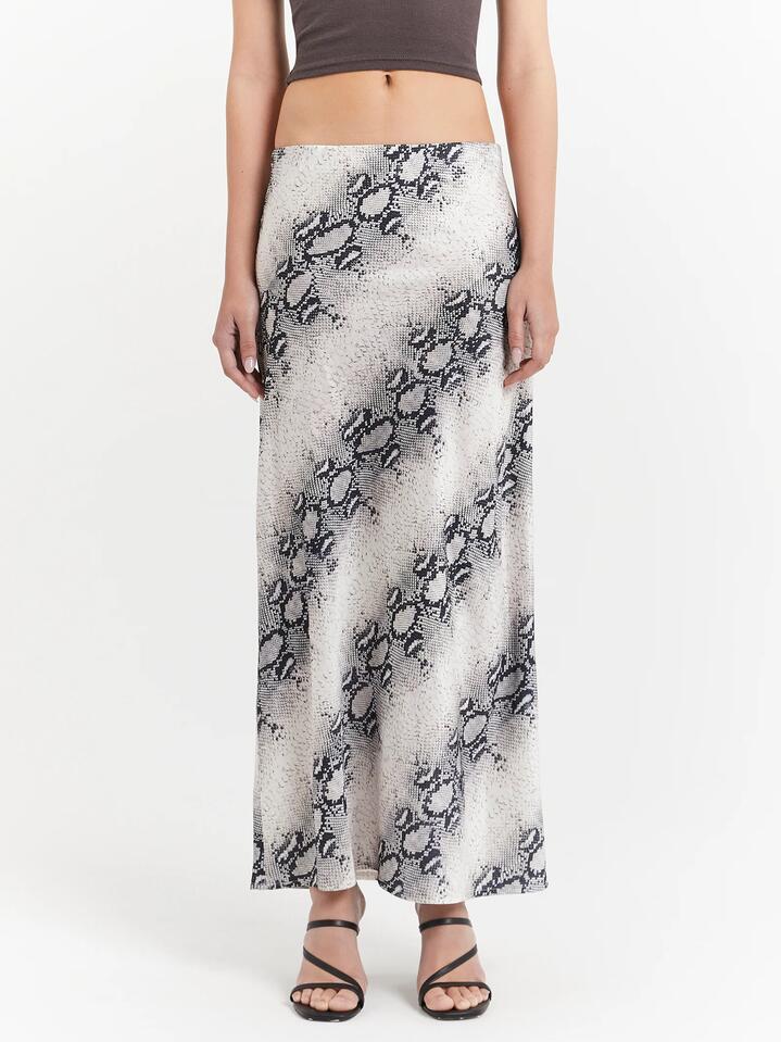 Image of a model wearing Skirts. Productname: Beyond Her Audrey Midi Skirt in Snake colour by brand - Beyond Her