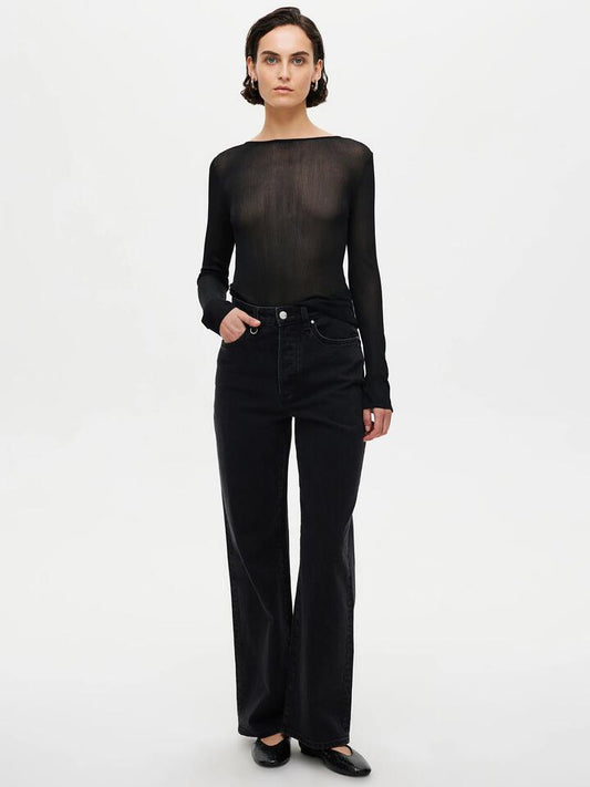 Image of a model wearing Denim. Productname: Neuw Coco Relaxed Jeans in Washed Black colour by brand - Neuw