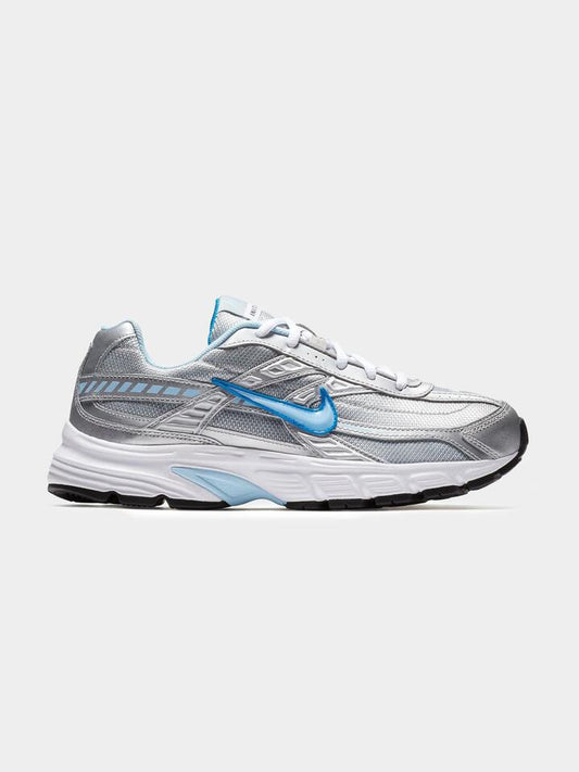 Image of Sneakers. Productname: Nike Womens Nike Initiator Sneaker in Metallic Silver/Ice Blue-White colour by brand - Nike