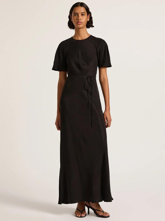 Image of a model wearing Dress. Productname: Nude Lucy Diaz Cupro Maxi Dress in Black colour by brand - Nude Lucy