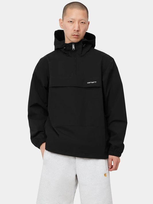 Image of a model wearing Outerwear. Productname: Carhartt Wip Windbreaker Pullover in Black/White colour by brand - Carhartt Wip