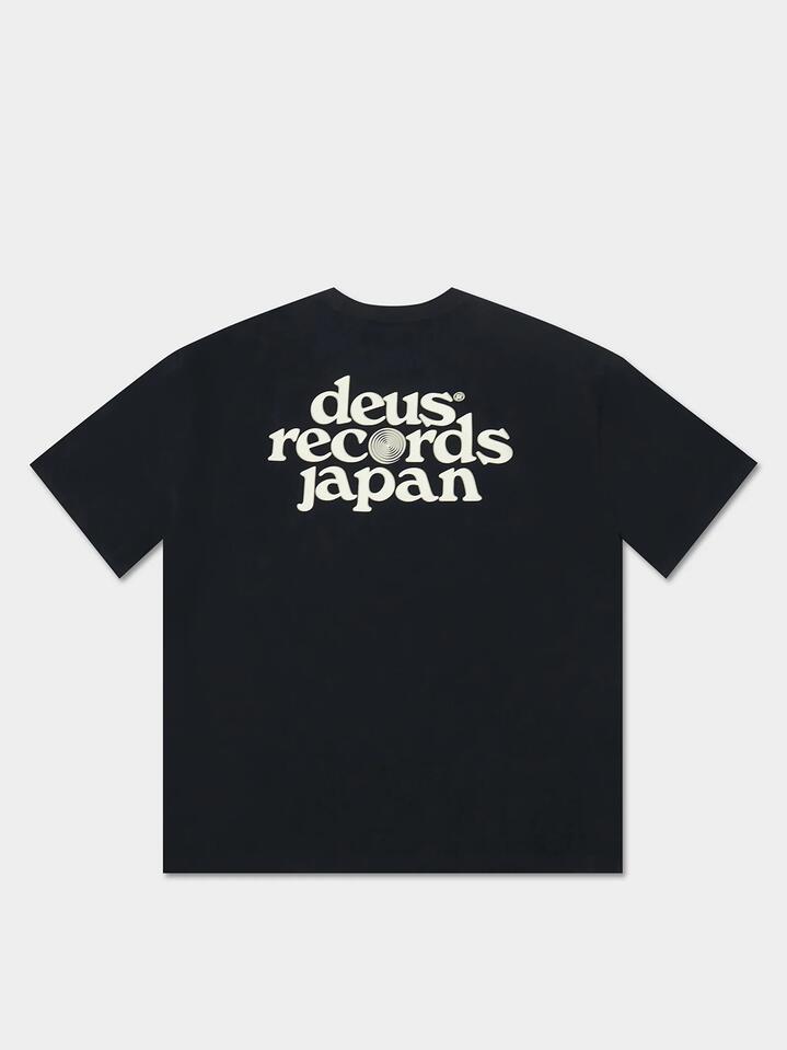 Image of a model wearing Tops. Productname: Deus Strata T-Shirt in Black colour by brand - Deus