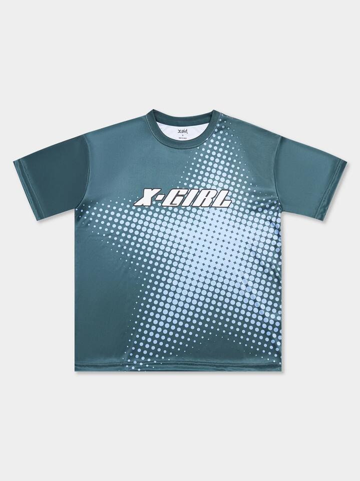 Image of T-Shirts. Productname: Xgirl Star Oversized Football T-Shirt in Forest colour by brand - Xgirl