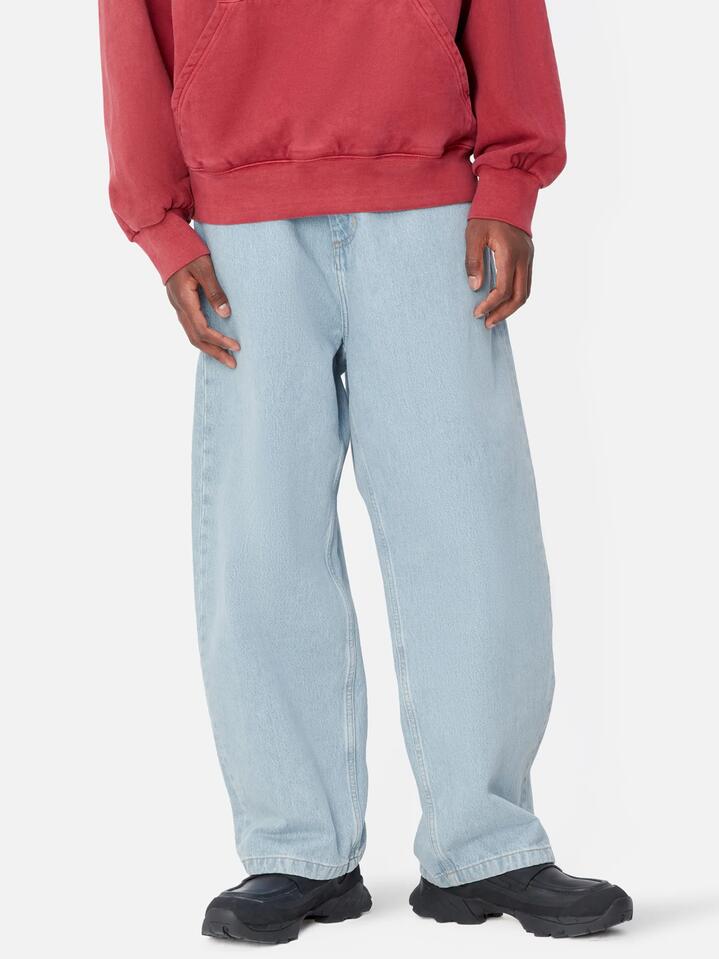 Image of a model wearing Denim. Productname: Carhartt Wip Brandon Jeans in Blue colour by brand - Carhartt Wip