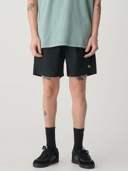 Image of a model wearing Shorts. Productname: S-Double Poplin Coast Boxer in Black colour by brand - S-Double