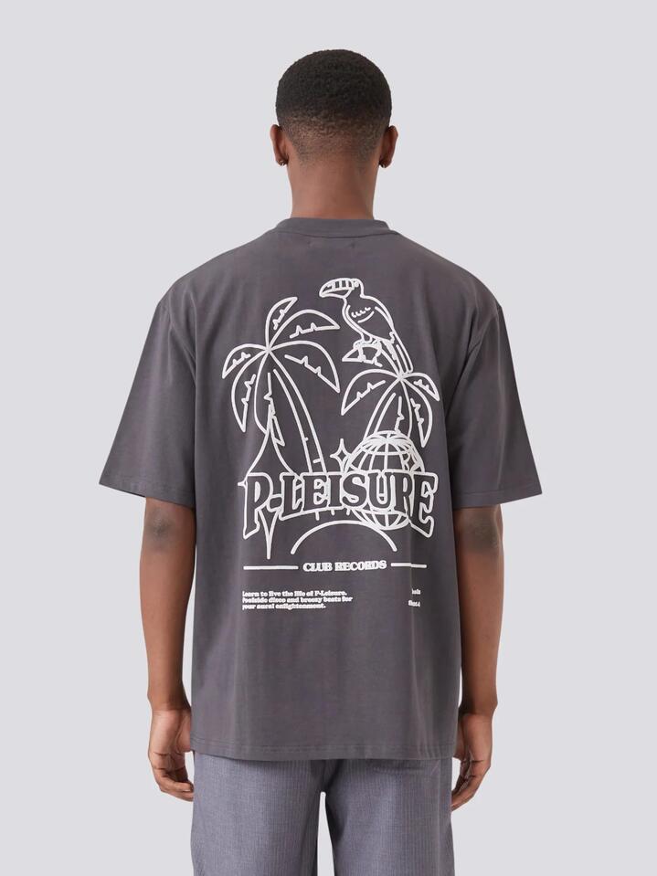Image of a model wearing Tops. Productname: Barney Cools Club Tee in Pigment Black colour by brand - Barney Cools