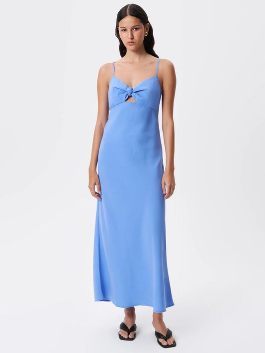 Image of a model wearing Dress. Productname: Lulu & Rose Meg Midi Dress in Cornflower colour by brand - Lulu & Rose