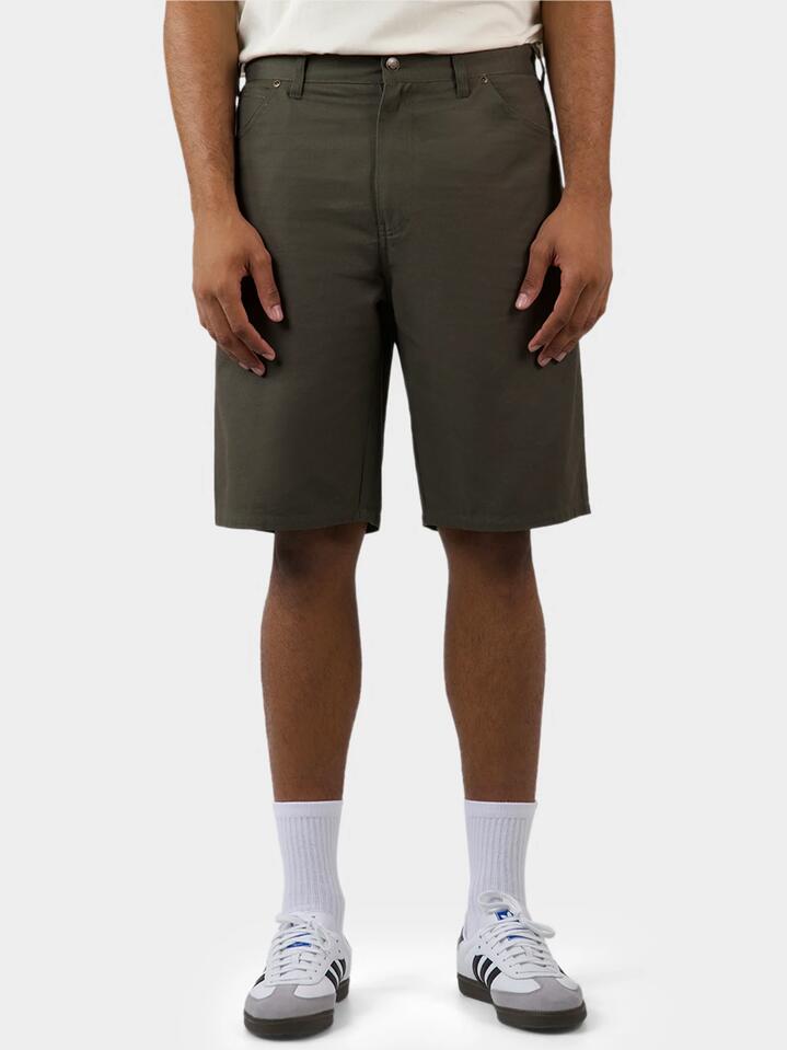 Image of a model wearing Shorts. Productname: Dickies Dx200 Lightweight Canvas in Dark Olive colour by brand - Dickies