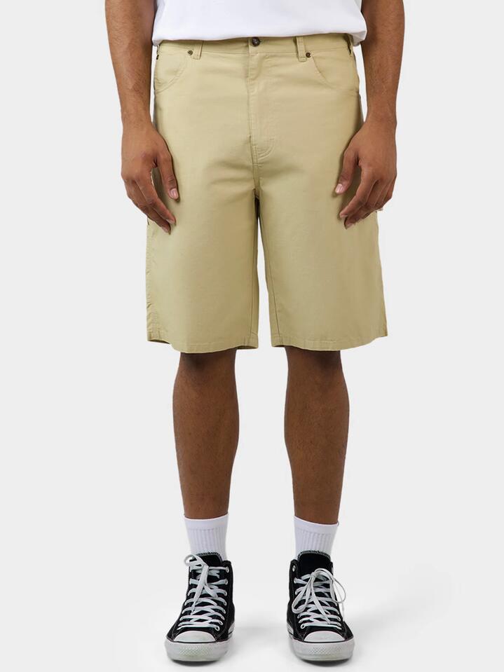 Image of a model wearing Shorts. Productname: Dickies Dx200 Ripstop in Desert Sand colour by brand - Dickies