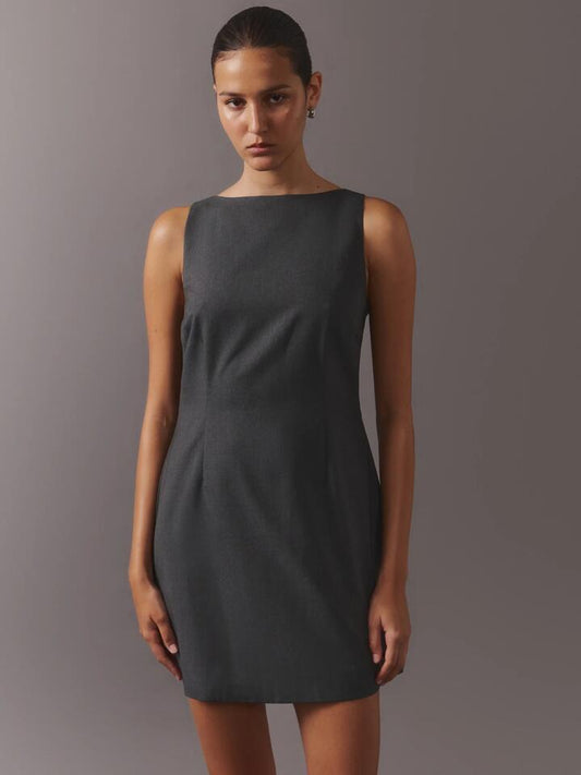 Image of a model wearing Dress. Productname: MSE Mini Tailored Dress in Grey colour by brand - MSE