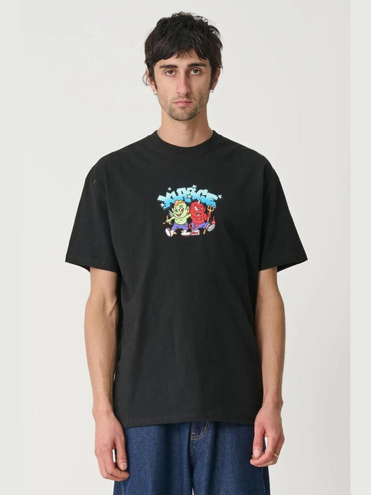 Image of a model wearing Tops. Productname: Xlarge Devils SS Tee in BLACK colour by brand - Xlarge