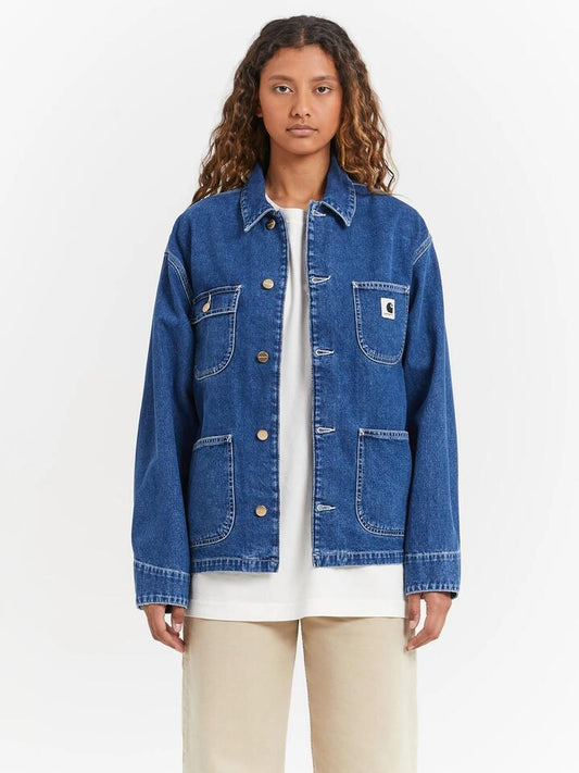 Image of a model wearing Outerwear. Productname: Carhartt Wip OG Michigan Coat in Blue colour by brand - Carhartt Wip