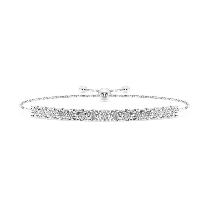 Image of Bracelets. Productname: Bolo Bracelet with 0.10ct of Diamonds in Sterling Silver in Diamond colour by brand - Bevilles