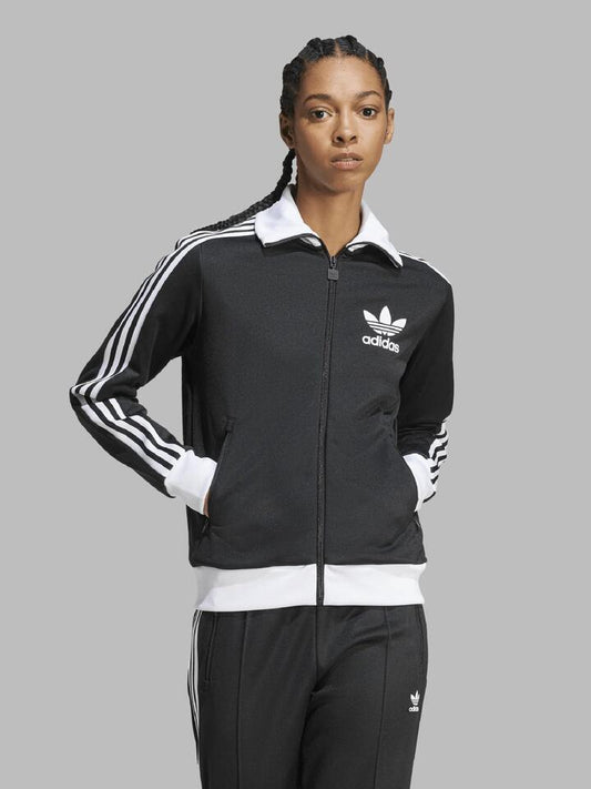 Image of a model wearing Tops. Productname: Adidas Womens Beckenbauer Track Top in Black colour by brand - Adidas
