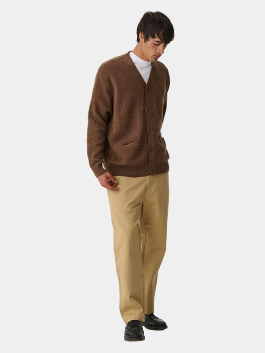 Image of a model wearing Outerwear. Productname: S-Double Knit Script Cardigan in Chocolate colour by brand - S-Double