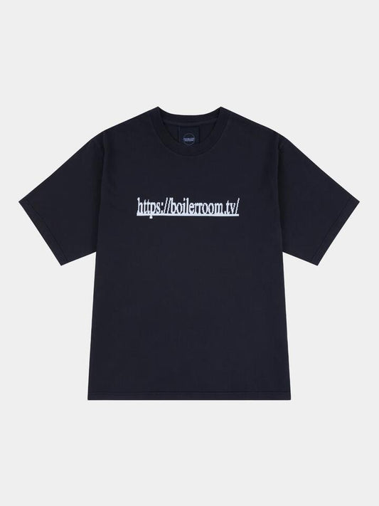 Image of a model wearing Tops. Productname: Boiler Room Boiler Room TV Logo Tee in Black colour by brand - Boiler Room
