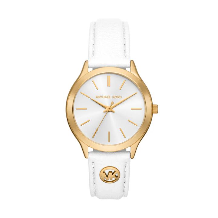 Image of Watches. Productname: Michael Kors Slim Runway Three-Hand White Leather Watch MK7466 in Watch colour by brand - Michael Kors