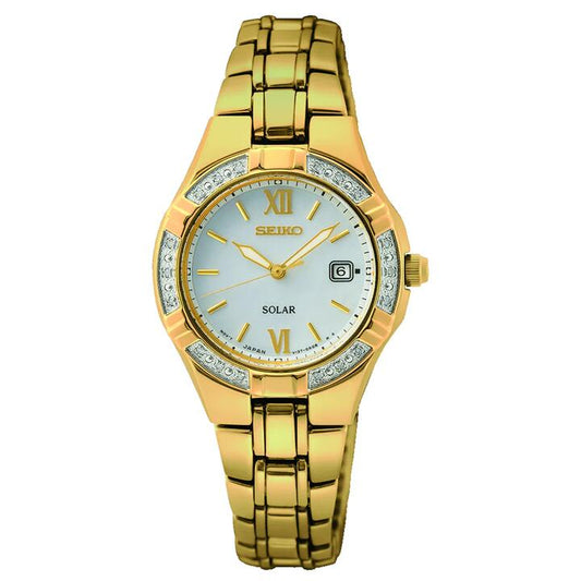 Image of Watches. Productname: Seiko Ladies Stainless Steel Mother of Pearl Watch SUT428P in Watch colour by brand - Seiko
