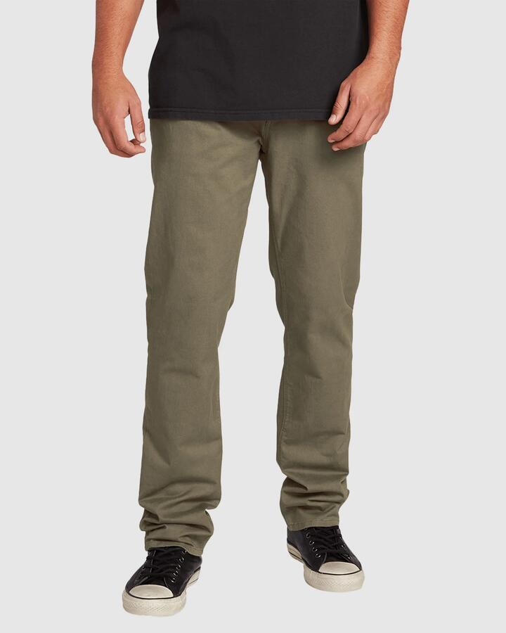 Image of Accessories. Product name - Volcom Mens Solver Lite 5 Pocket Chinos Army Green in Army Green colour by brand - Volcom