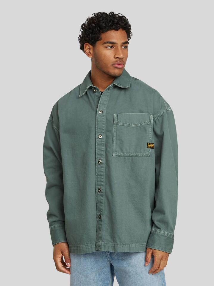Image of a model wearing Tops. Productname: G-Star Boxy Fit Shirt LS in Stormy Sea Gd colour by brand - G-Star