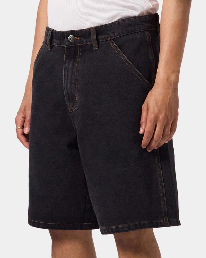 Image of a model wearing Shorts. Productname: Former - Mens Reynolds 21Â Denim Shorts - Washed Black - in Washed Black colour by brand - Former