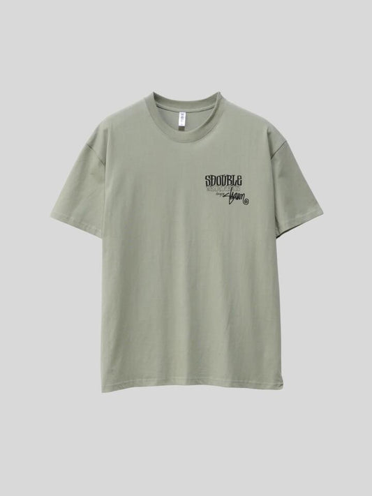 Image of a model wearing Tops. Productname: S-Double World Wide Roots Tee in Sea Grass colour by brand - S-Double