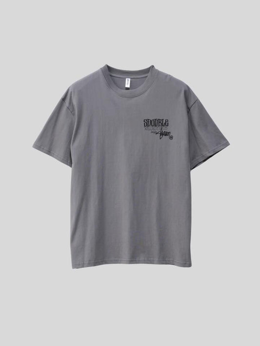 Image of a model wearing Tops. Productname: S-Double World Wide Roots Tee in Steel Grey colour by brand - S-Double