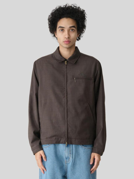 Image of a model wearing Outerwear. Productname: S-Double Gaberdine Zip Jacket in Brown colour by brand - S-Double