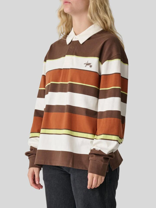 Image of a model wearing Tops. Productname: S-Double Variagated Stripe Rugby in SPICE colour by brand - S-Double