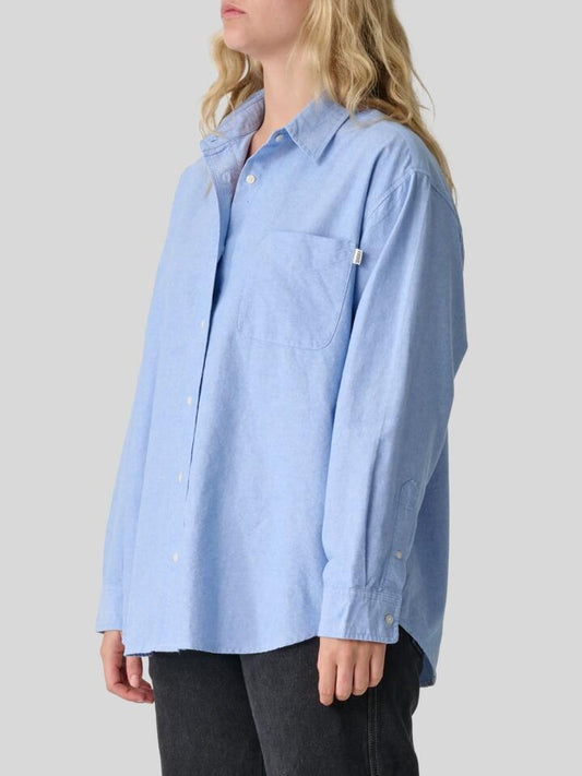 Image of Footwear. Productname: S-Double Oxford LS Classic Shirt in MEDIUM BLUE colour by brand - S-Double