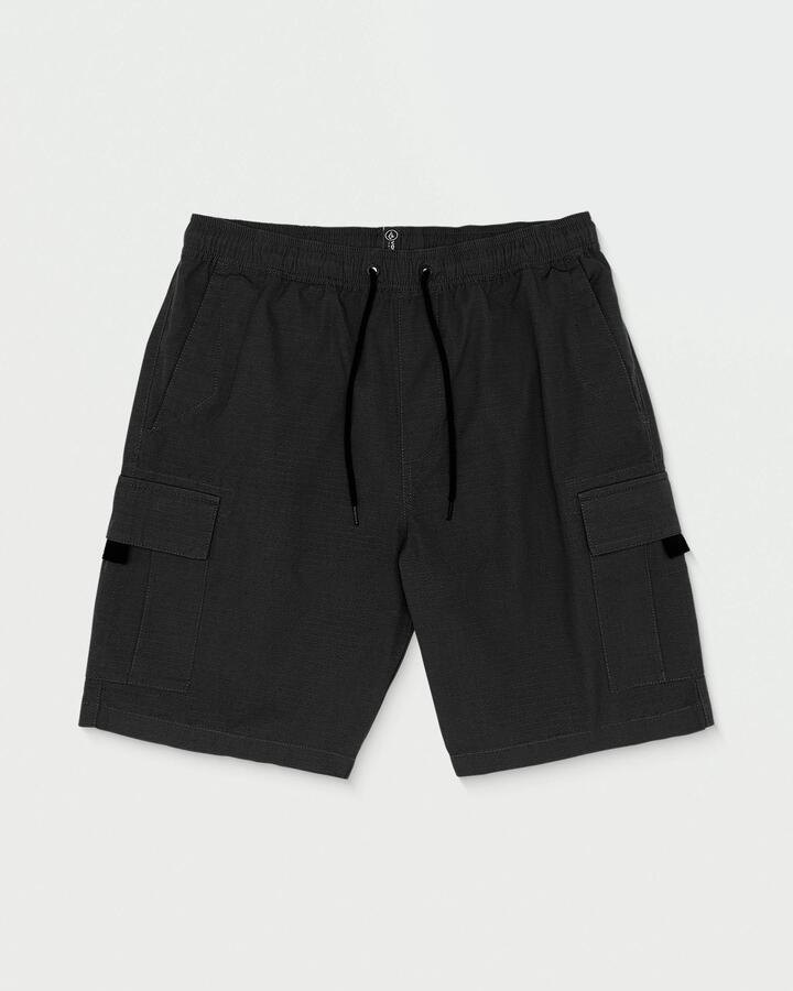 Image of a model wearing Shorts. Product name - Volcom Mens March 20" Hybrid Shorts Black in Black colour by brand - Volcom