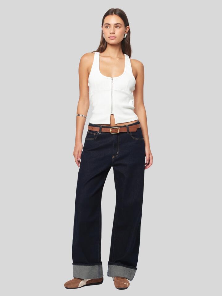 Image of Jeans. Productname: Abrand 95 Mid Baggy Richie Turn Up in Rinse Denim colour by brand - Abrand