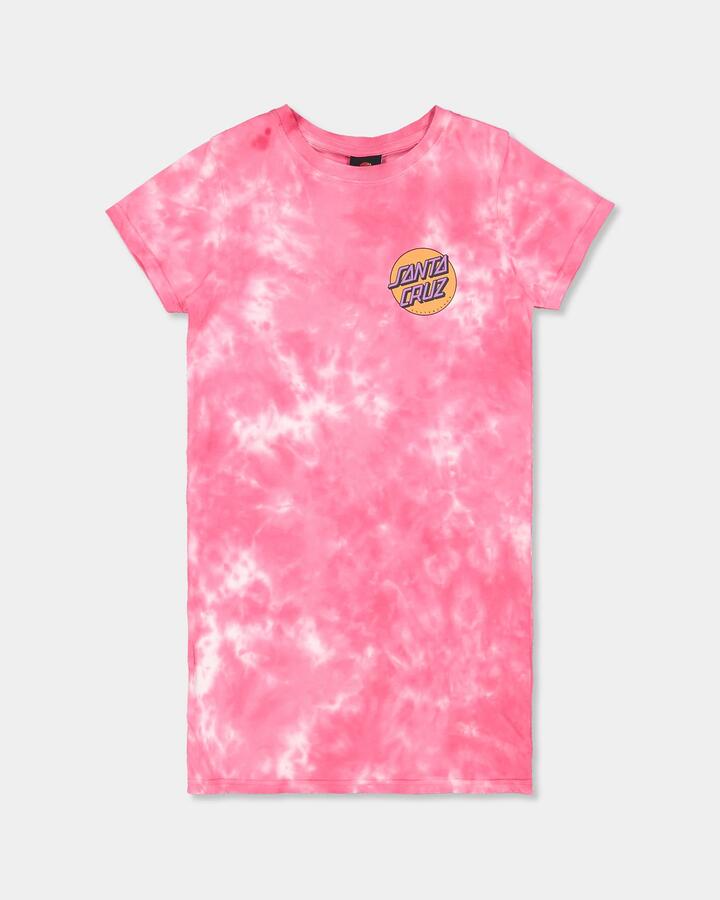 Image of Dresses. Product name - Santa Cruz Girls 8-16 Pop Dot Tie Dye Mini Dress Pink Tie Dye in Pink Tie Dye colour by brand - Santa Cruz
