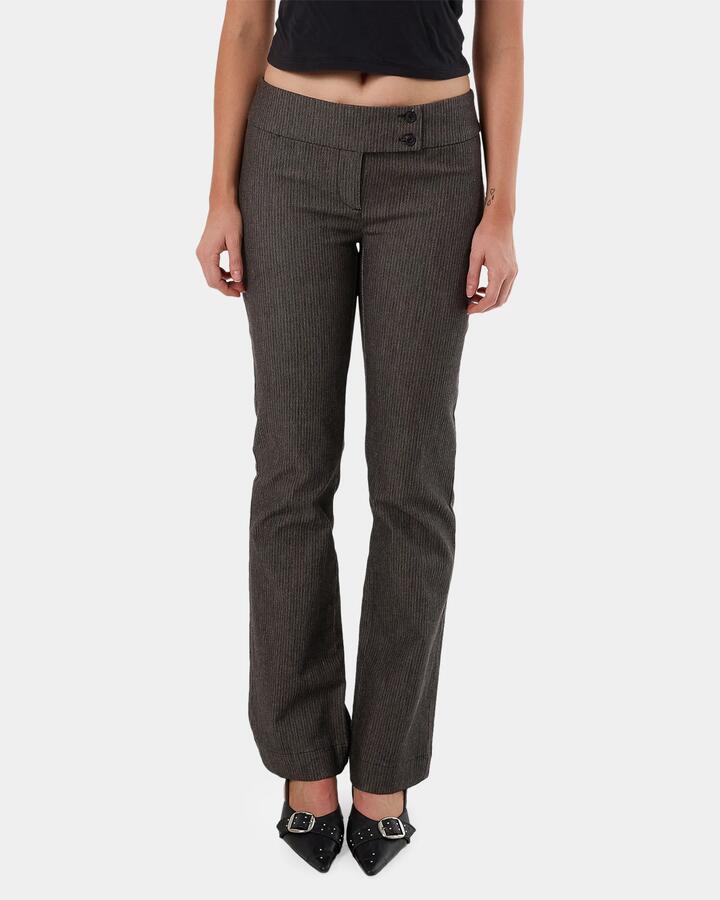 Image of a model wearing Pants. Product name - Thrills Womens Ritual Stripe Pants Carbon in Carbon colour by brand - Thrills