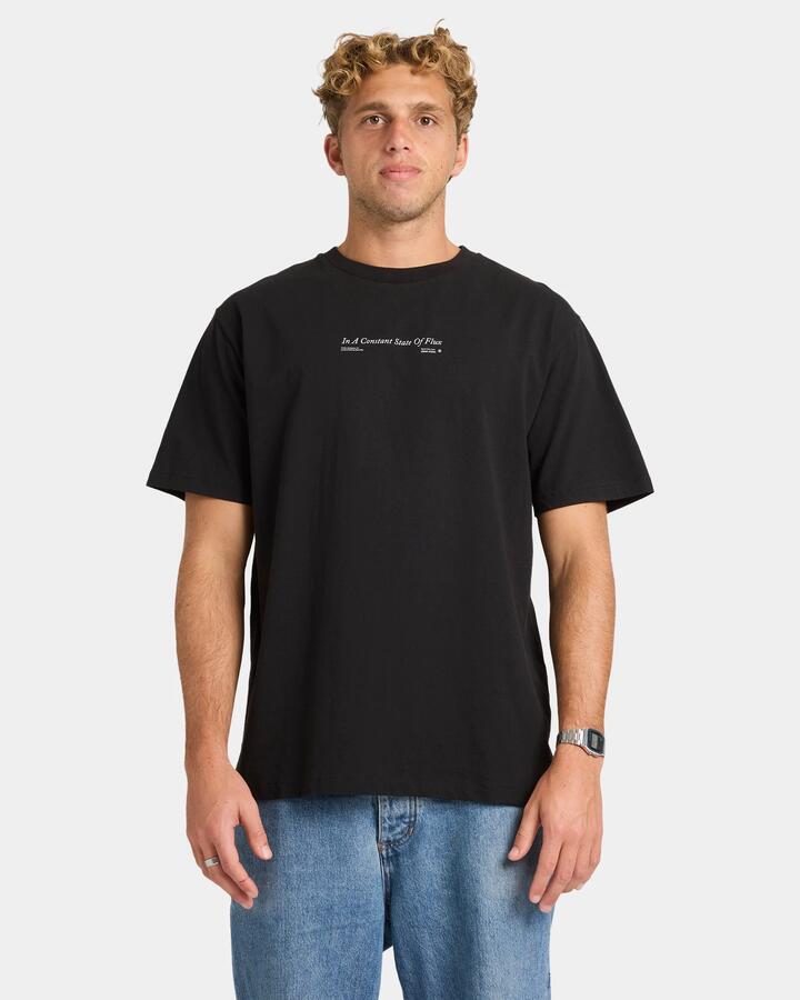 Image of a model wearing Tops. Productname: Thrills Mens Constant Thrills Merch Ft T-Shirt Black - in Black colour by brand - Thrills