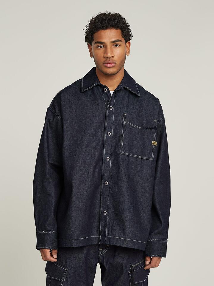 Image of a model wearing Tops. Productname: G-Star Boxy Fit Shirt LS in Raw Denim colour by brand - G-Star