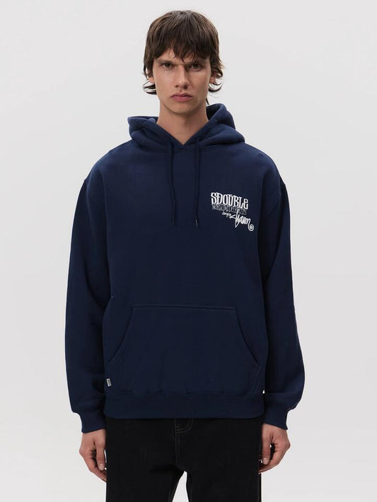 Image of a model wearing Outerwear. Productname: S-Double World Wide Roots Hood in Navy colour by brand - S-Double