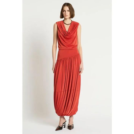 Image of a model wearing Tops. Productname: Samantha Top in Geranium colour by brand - sass and bide