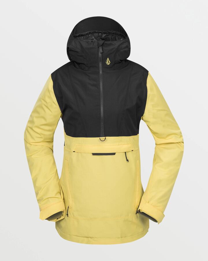 Image of a model wearing Outerwear. Productname: Volcom Womens Ashfield Snow Jacket Dark Yellow - in Dark Yellow colour by brand - Volcom