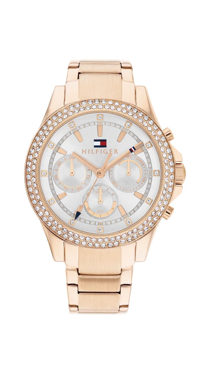 Image of Watches. Productname: Tommy Hilfiger Haven Ionic Plated Carnation Gold Steel Light Grey Dial Women's Watch 1782624 in Watch colour by brand - Tommy Hilfiger