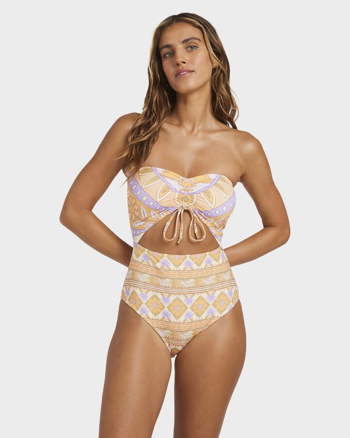 Image of Swimwear. Product name - Billabong Womens Just For You Summer One Piece Swimsuit Sunstone in Sunstone colour by brand - Billabong